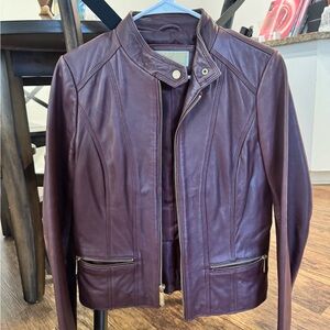 Women's Burgundy Leather Jacket